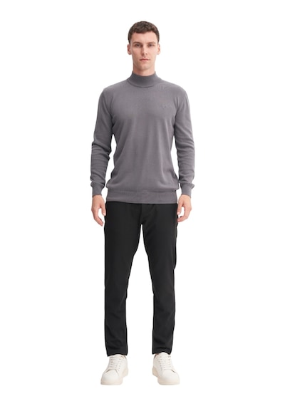 Slim Fit Pamuk Kumaş Basic Yarım Balıkçı Kazak Antrasit