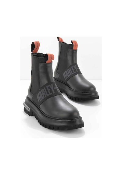 Harley Davidson Nefud Siyah Deri Kadın Bot Postal Ayakkabı Siyah
