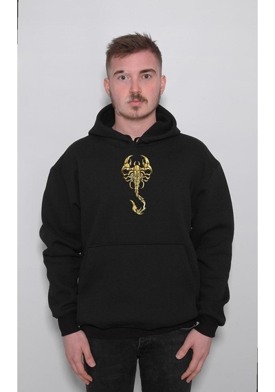Baskwear Akrep Scorpions Zehirli Iğne Sweatshirt Unisex Kapüşonlu Hoodie SIYAH