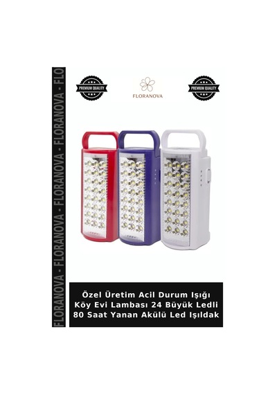 Özel Üretim Acil Durum Işığı Köy Evi Lambası 24 Büyük Ledli 80 Saat Yanan Akülü Led Işıldak
