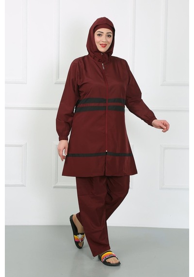 Akbeniz Büyük Beden Tesettür Mayo Bordo 44020-bordo Bordo