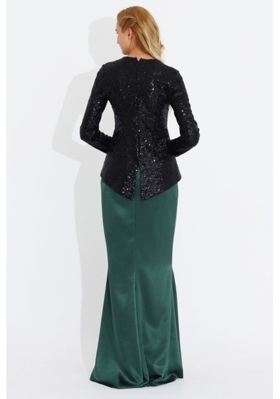 Nidya Moda Büyük Beden Peplum Payet Çeket-5010S Çok Renkli