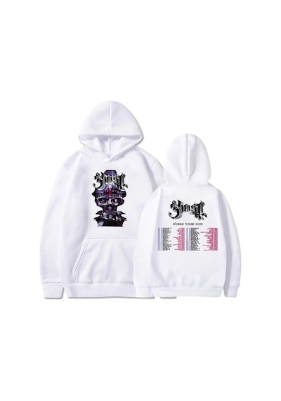 Tarzsokak Beyaz Unisex Hayalet Dünya Turu Rock Grubu Hip Hop Sokak Stili Sudaderas Hombre K
