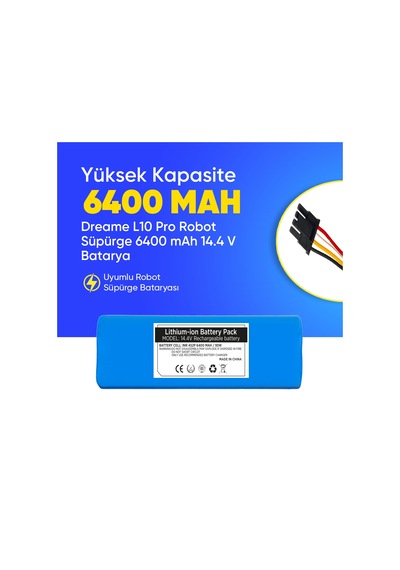 Dreame L10 Pro Robot Süpürge 6400 Mah 14.4 V Batarya  Uyumlu Uzun Ömürlü, Yüksek Performans Pil