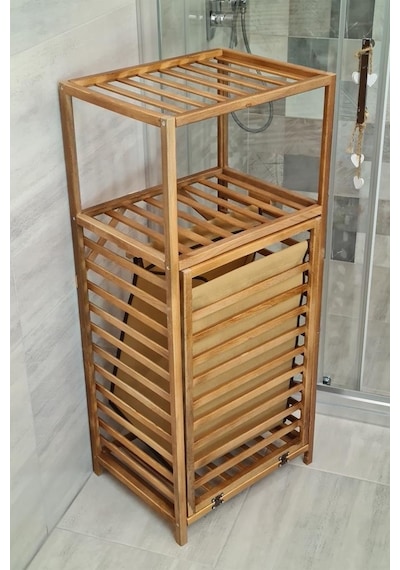 Digithome Ceviz Rengi Ahşap Kirli Sepetli Banyo Düzenleyici Raf Cvz01 Ceviz Digithome Ceviz Rengi Ahşap Kirli Sepetli Banyo Düzenleyici Raf Cvz01 Ceviz