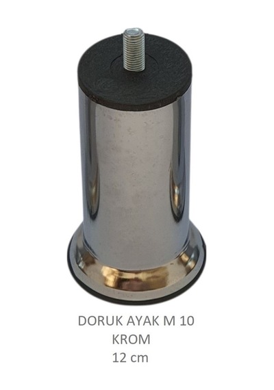 Doruk Ayak, Cıvatalı Baza Koltuk Dolap Ayağı, Metal, Krom, M10, 12 Cm Krom