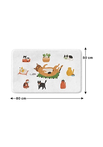Sevimli Tasarımlı Mikrofiber 2'li Takım Banyo Paspası, Kaymaz Taban, Makinede Yıkanabilir 40x60 50x80 2li
