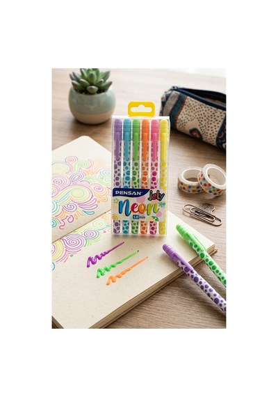 Neon Jely 6 Lı Jel Kalem 1 Paket Pensan 6 Renk 1.0 Mm Neon Tükenmez Kalem Renkli İşaretleme Yazı Kalemi