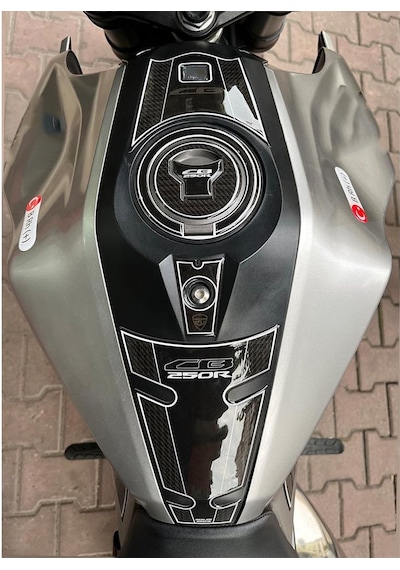 Cb 250 R Tank Pad Set Motorsiklet Koruma Siyah-Gümüş