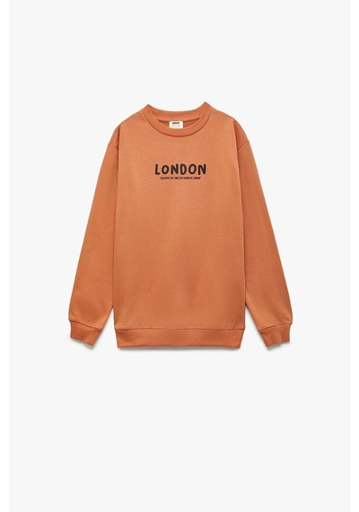 Koton Erkek Çocuk Pamuklu Uzun Kollu Bisiklet Yaka Baskılı Şardonlu Oversize Sweatshirt Kiremit Koton Erkek Çocuk Pamuklu Uzun Kollu Bisiklet Yaka Baskılı Şardonlu Oversize Sweatshirt Kiremit