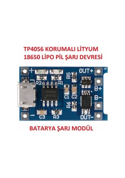Tp4056 Korumalı Lityum Pil Şarj Devresi Micro Usb 18650 N11.3974