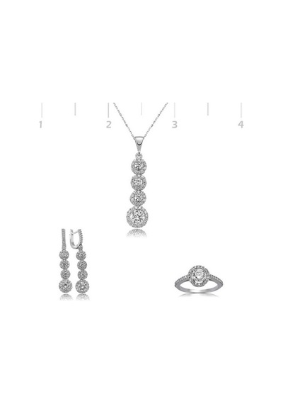 Gümüş Sıralı Dört Taş Kadın Set (551167992)