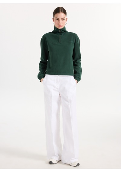 Lee Cooper Yeşil Kadın Dik Yaka Regular Fit Sweatshirt 261 Lcf 241015 Vegas Zümrüt Zümrüt Yeşili