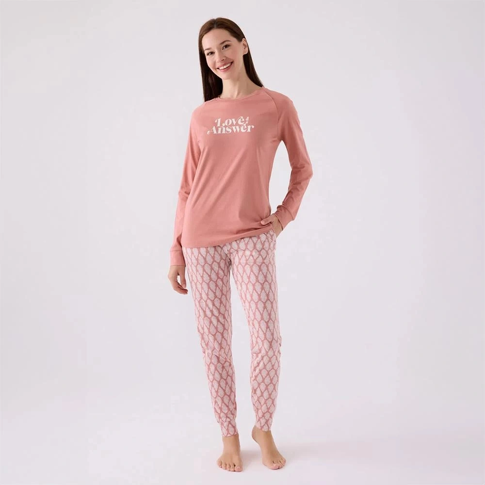 Arnetta Ar3072s Kadın Yetişkin Kışlık Pijama Takımı Retro Pembe