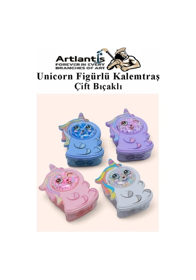Unicorn Kalemtraş 4 Renk 1 Paket Hazneli Jumbo Kalemtıraş Unicorn Boynuzlu Standart Kalem Açacağı Sevimli Plastik