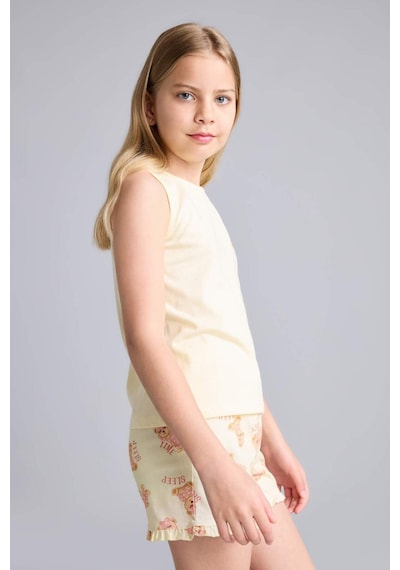 Defacto Regular Fıt Ayıcıklı 2li Açık Sarı Pijama Takımı Kız Çocuk H8113a826smyl498 Sarı-yl498