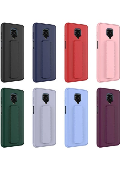 Xiaomi Redmi Note 9s Kapak Standlı El Tutacaklı Silikon Kılıf