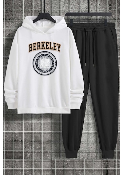 Uyguntarz Unisex Berkeley Baskılı Eşofman Takımı Beyaz