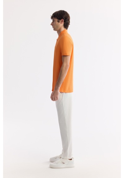 Avva Erkek Turuncu Kıvrılmaz Polo Yaka %100 Pamuk Basic Regular Fit T-shirt B001032