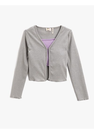 Koton Crop Üst Ve Uzun Kollu Hırka 2'li Takım Gri 2skg10260ak Gri