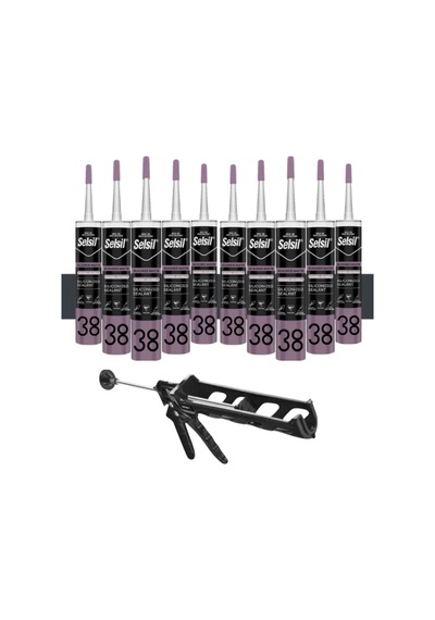 Silikonize Antrasit Gri Mastik 500 Gr. 10 Adet + Kendo Silikon Tabancası