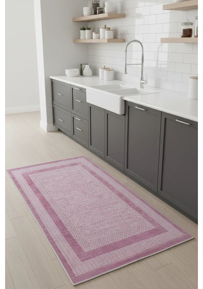 Pembe Modern Yıkanabilir Antibakteriyel Salon Halısı - Yo11543p