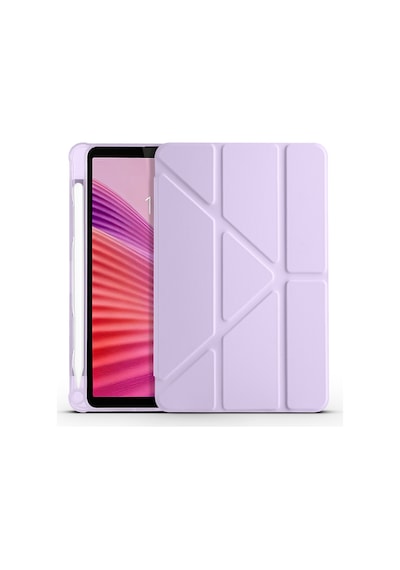 Maks Technology Lenovo Tab One 8.7 Tb-305fu Kılıf Mkst Tri Folding Kalem Bölmeli Standlı Kılıf - Lila Tablet Kılıfı