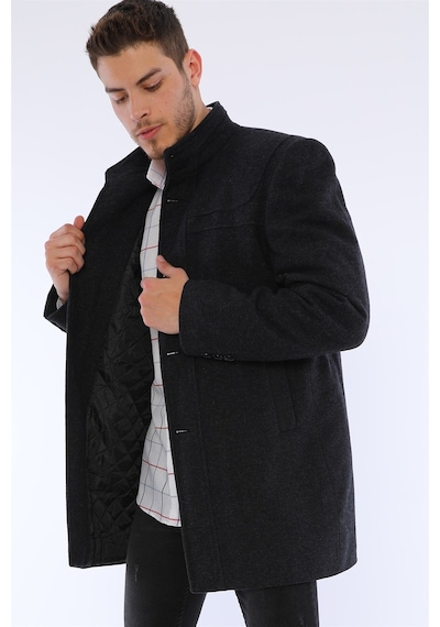 Plt8387 Dewberry Erkek Palto-desenli Lacivert Desenli Lacivert