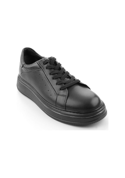 Siyah Hakiki Deri Erkek Sneaker E01089006541 Siyah