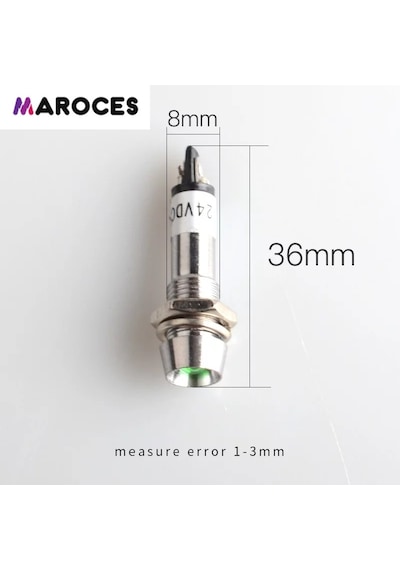 Ic-225 220V Ac 8Mm Sinyal Lambası Metal Led Lamba 10 Adet-Yeşil