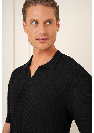 Efor Slim Fit Polo Yaka Kısa Kol %100 Pamuk Siyah Triko Tr 868 Siyah Efor Slim Fit Polo Yaka Kısa Kol %100 Pamuk Siyah Triko Tr 868 Siyah