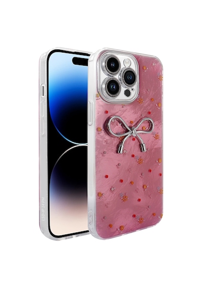 Apple Uyumlu iPhone 14 Pro Max Kılıf Kamera Korumalı Figürlü Zore Ponti Silikon Kapak Açık Pembe