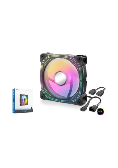 Nodar Nd2656 Kasa Fanı 3.nesil İç Ve Dış Parıltı Argb 12cm Siyah