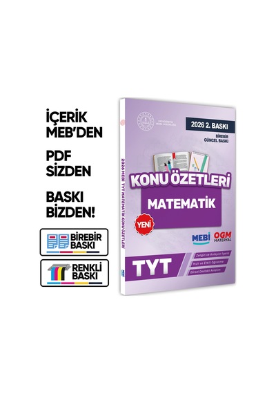 2026 YKS-TYT Mebi-ogm Matematik Pratik Konu Özet Kitabı Renkli A4 Boyut Görsel Destekli Baskı Ücreti