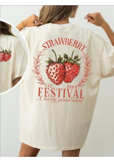 Startmore Beyaz Oversize Beyaz Unisex Kalıp Tshirt Baskılı