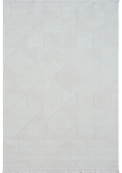 Mariesse Home Bambu Dokulu Modern Sık Dokuma Koridor Kesme Yolluk Dokuma Makine Halısı Krem