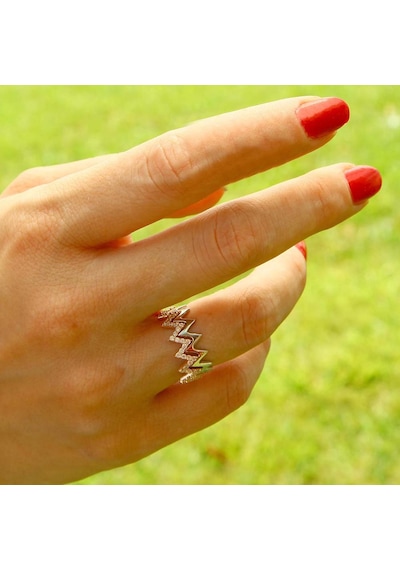Kuyumcudukkani Full Taşlı Zigzag Trend Yüzük-10339-r-w Rose