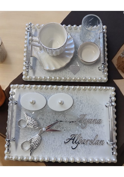 Resonance Gümüş Söz Nişan Tepsisi Beyaz