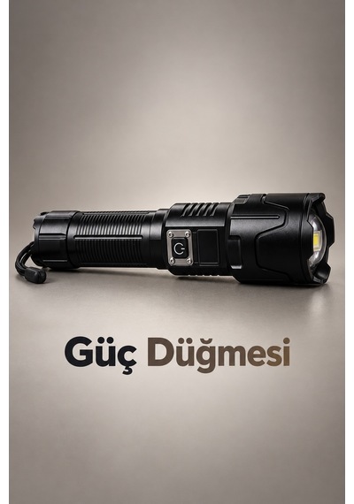 Dijital Göstergeli Led El Feneri Type C Şarjlı Teleskopik Zoom Özellikli A