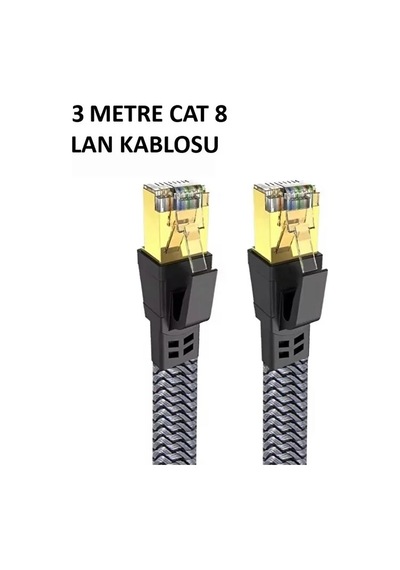 Cat 8 Lan Kablosu Ethernet Kablosu Örgü Kaplama, Yüksek Hızlı 3 Metre Diğer