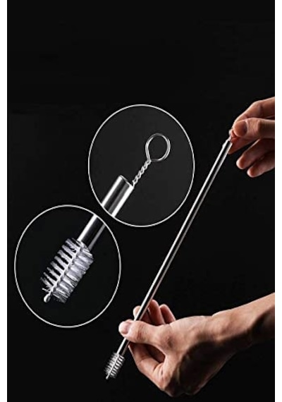 By Akcakese 9 Parça Metal Pipet Seti Paslanmaz Pipet Ve Çubuk Pipet Temizleme Fırçası Diğer