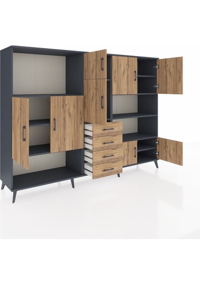 Hyperion Dolap 9 Raflı 4 Çekmeceli 8 Kapaklı 220x44x163 Antrasit-çam Atlas Çam - Antrasit Hyperion Dolap 9 Raflı 4 Çekmeceli 8 Kapaklı 220x44x163 Antrasit-çam Atlas Çam - Antrasit