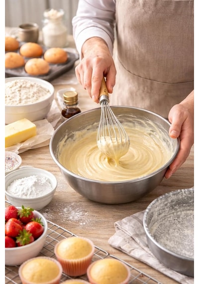 Vıvaluxe Bambu Mutfak Çırpıcı, Kek Yumurta Çırpıcı, Paslanmaz Çelik, Ergonomik Sap, Dayanıklı, Çok Amaçlı, Diğer