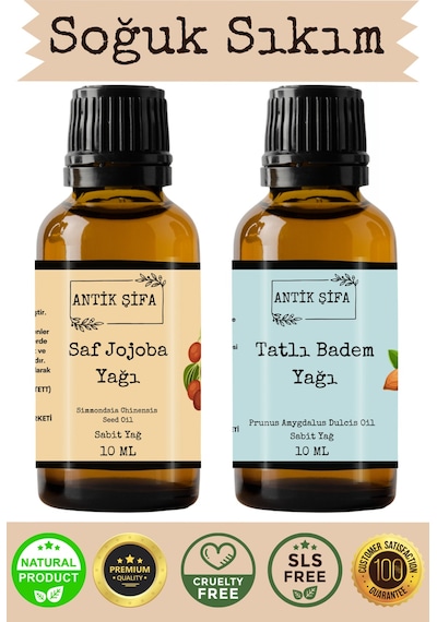 %100 Saf Jojoba Yağı Ve Tatlı Badem Yağı - 10ml + 10ml 20 ML