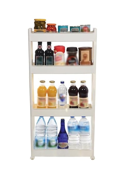 Slim Organizer 4 Katlı Plastik Banyo / Mutfak Düzenleyici Raf Beyaz 49,5 14 101 Cm Beyaz