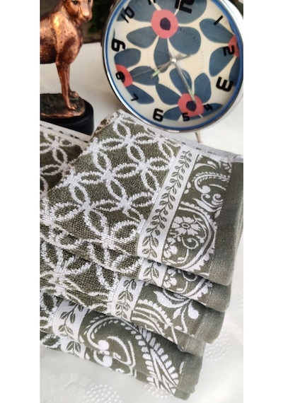 Hediyelik, Çeyizlik , İhraç Fazlası Özel Üretim Bukle Cotton Banyo-mutfak Havlu Seti 6'lı Set Yeşil