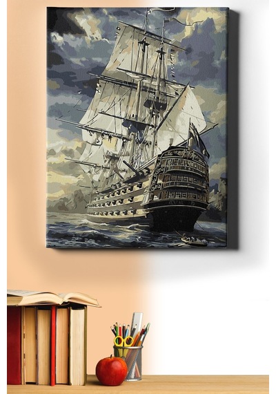 Webstyle Sayılarla Boyama Seti Kasnaklı Iskandiav Yelkenlisi 40 X 50 Cm