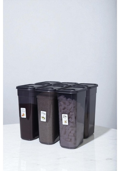 6'lı 12 Parça 3200 Ml Erzak Ve Bakliyat Saklama Kabı Seti Hava Geçirmez Kapaklı Mutfak Düzenleyici Gri - 750758782 Gri