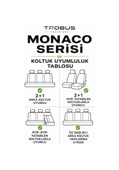 Vw Golf 7 Kasa 2013-2020 Uyumlu Monaco Serisi Eviza Deri Detaylı Siyah Koltuk Kılıfı