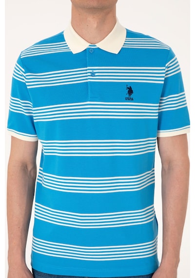 U.S. Polo Assn. Erkek Regular Fit Polo Yaka Turkuaz Çizgili Tişört 50306826-VR093
